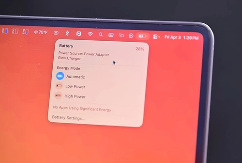 Menu quản lý tình trạng pin trên MacBook. Ảnh: .