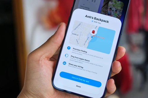 Thiết kế và giao diện cài đặt, điều khiển AirTag trên ứng dụng Find My. Ảnh: