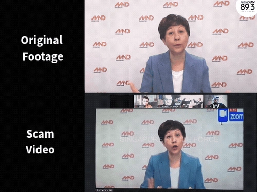 Những kẻ lừa đảo đã sử dụng các video thật (trên) có sẵn trên YouTube để khiến cuộc gọi hội nghị trông có vẻ đáng tin. Ảnh: