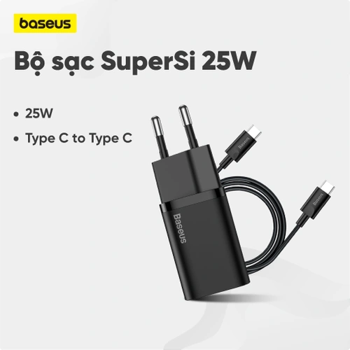 Bộ Sạc Baseus SuperSi 25W Type C to Type C