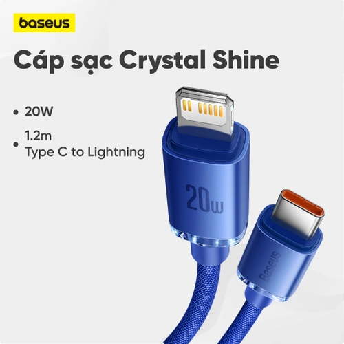Cáp sạc Baseus Crystal Shine Type C to IP 20w 1.2m