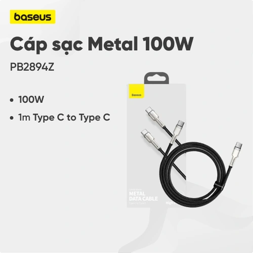 Cáp sạc Baseus Metal Type C to Type C 100w 1M PB2894Z