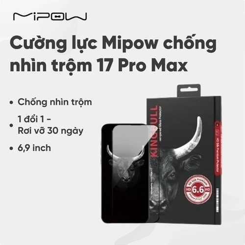 Cường lực Mipow chống nhìn trộm 17 Pro Max