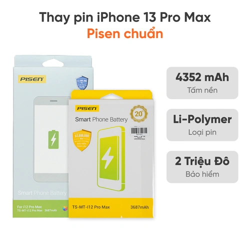 Thay pin iPhone 13 Pro Max Pisen dung lượng chuẩn