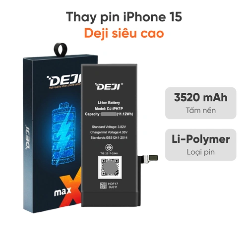 Thay pin iPhone 15 Deji dung lượng siêu cao