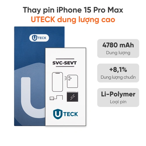 Thay pin iPhone 15 Pro Max loại UTECK dung lượng cao