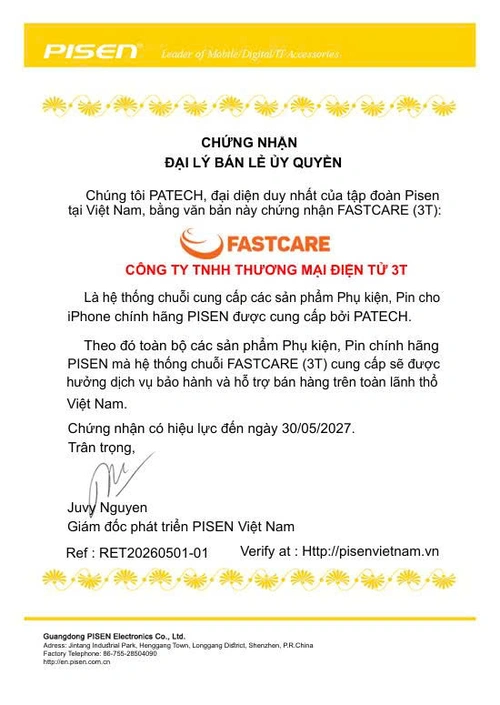 Thay pin iPhone 16 Pisen dung lượng chuẩn