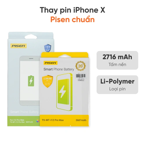 Thay pin iPhone X Pisen dung lượng chuẩn